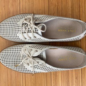 COLE HAAN IVORY CLOUDFEEL 3EYE ESPADRILLE BOAT SHOES LACE UP GRAND SERIES
